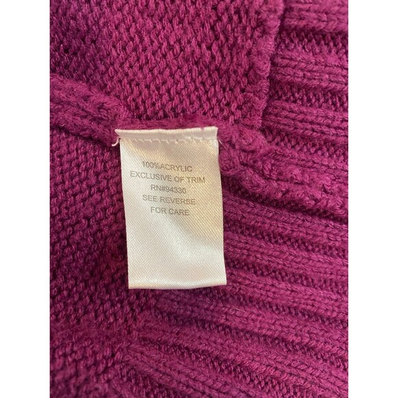 Takeout Sweater Cardigan Jacket Buckle Close Size Medium Purple Pink Magenta - Picture 7 of 9